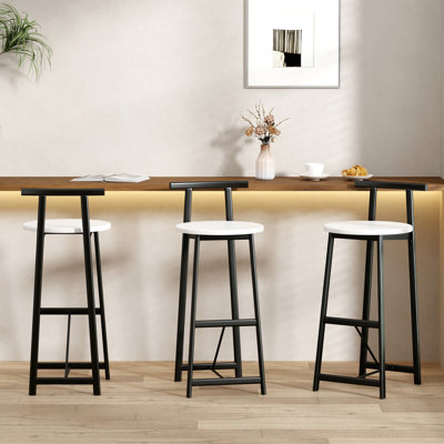 Bar Stool Set of 3 Counter Height Barstools with Back Armless Dining Chairs for Kitchen Island