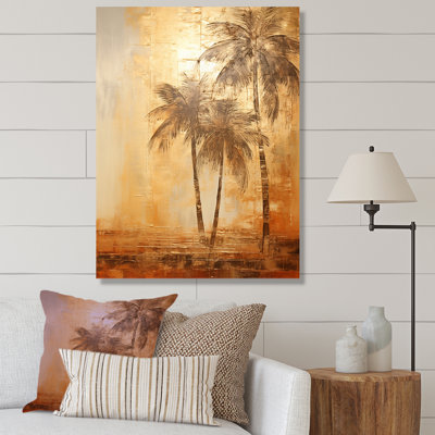 «Vintage Tropical Getaway Sunset Bronze Beach», reproduction sur toile