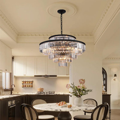 6-Tier Crystal Chandelier Lighting Fixture With 17 Lights For Bedroom Living Room Foyer Hallway Elegant Ceiling Lamp With K9 Crystals