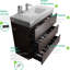 Meuble-lavabo de salle de bain 36 po - Noyer, lavabo blanc, rangement immense, élégant, lavabo pour instruments moderne, accumulations de finition, terrassement-130597515-130597523-130597518