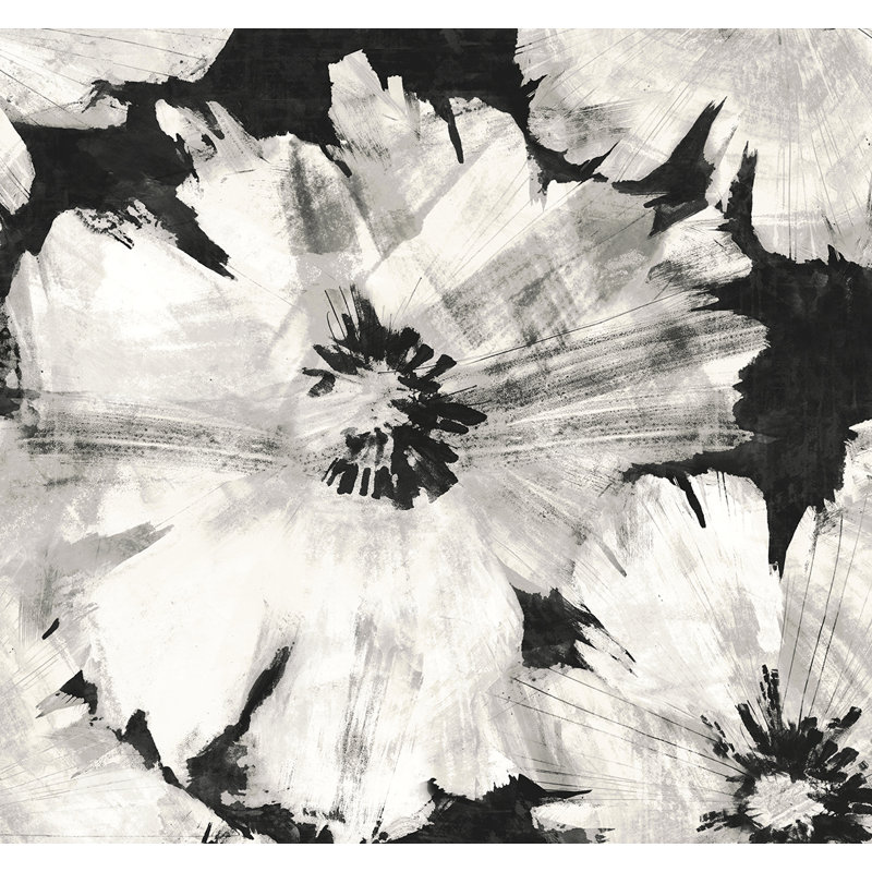 Rouleau de papier peint adhésif à motif floral ébène et champagne 18 pi x 27 po Agarva