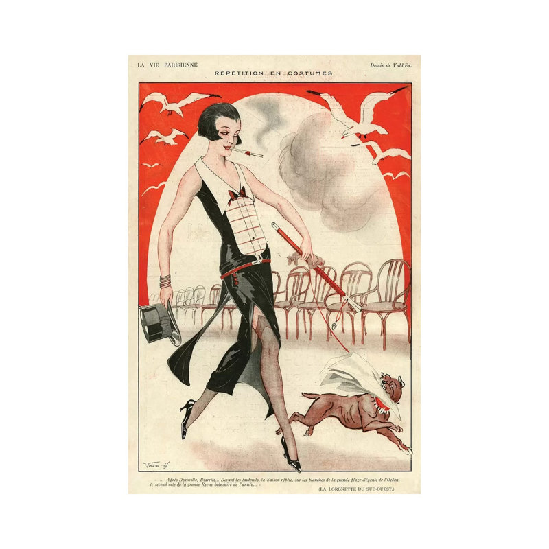 1920s La Vie Parisienne Magazine Plate - Print on Canvas, 66.04cm H x 45.72cm W x 3.81cm D, Wrapped Canvas