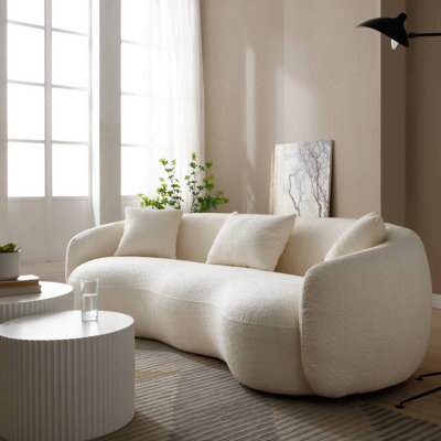 93.6" Teddy Boucle Fabric Curved Modern Sofa