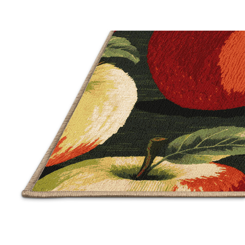  Washable Apple Honeycrisp Fruits Area Rug, Round 3'