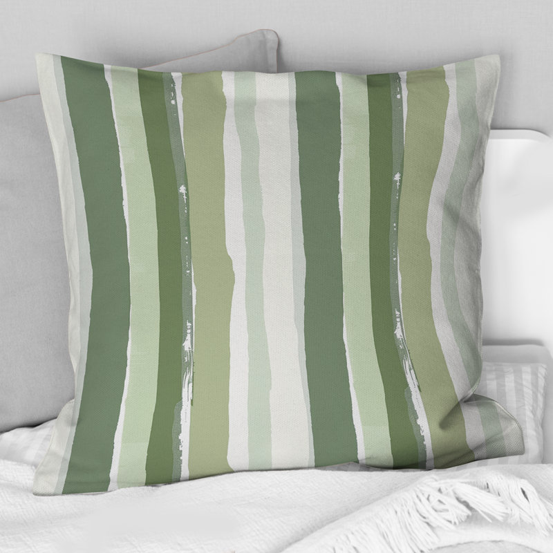 Coussin Green Stripes II - Stripes, H 16 po x l 16 po
