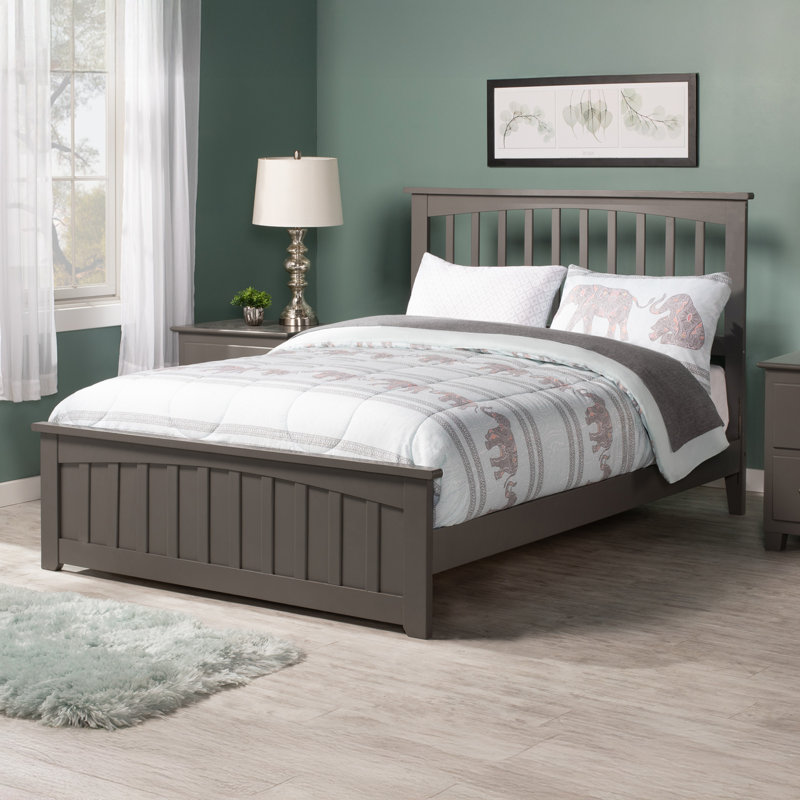 Mission Low Profile Solid Wood Platform Bed with Matching Footboard, Full, White