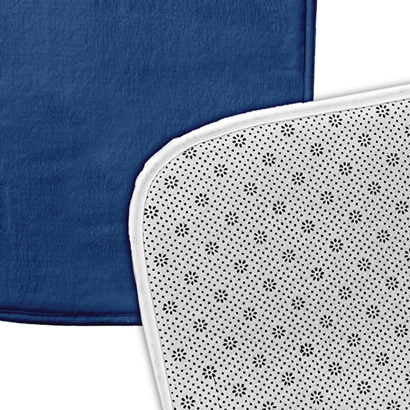 Tapis de bain à imprimé floral, L 17 po x L 24 po, Bleu