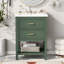 »Meuble-lavabo vert avec lavabo en céramique, armoire de rangement moderne avec 2 tiroirs pour la salle de bain