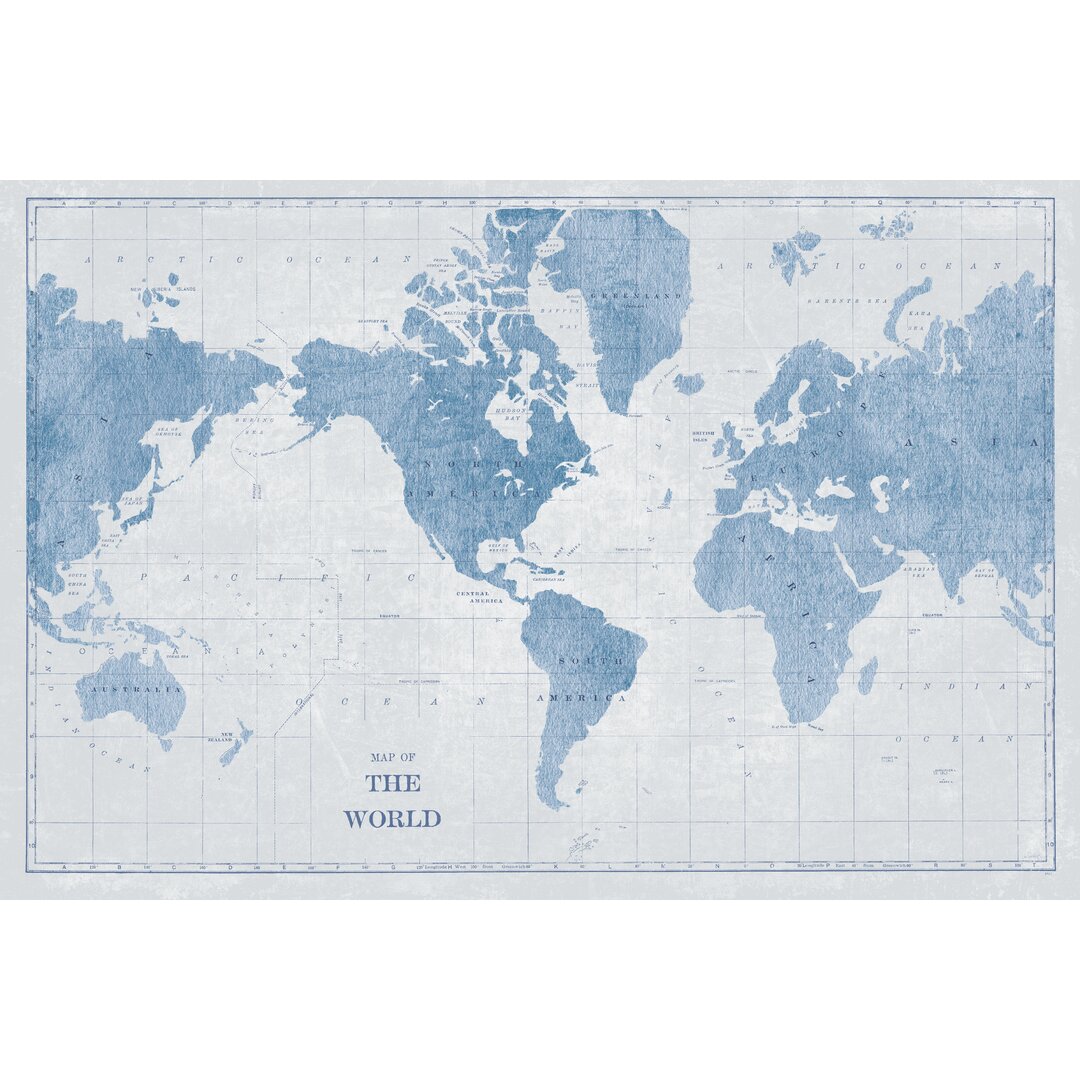 Leinwandbild World Map White And Blue von Sue Schlabach