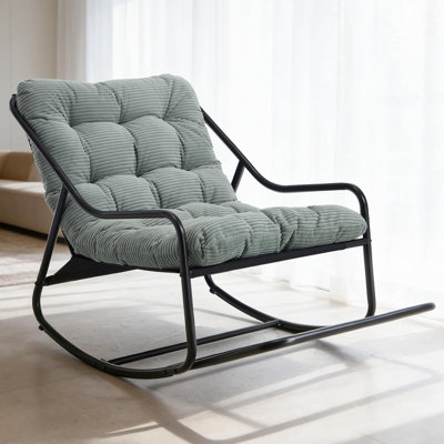 Chaise berçante d'extérieur pour patio avec coussin amovible et repose-pieds