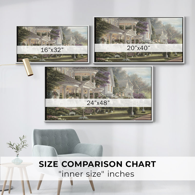 Minns House - Toile tendue avec châssis encadré - Prêt à être accroché, H 21 po x l 41 po, Blanc