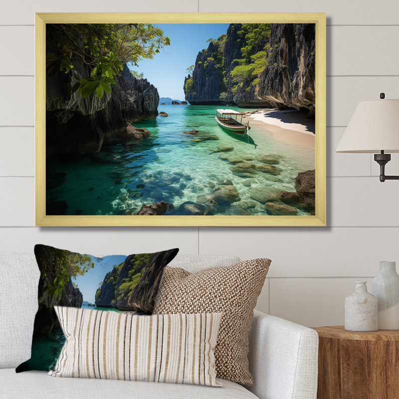 Perle de l'Orient, art mural Philippines, H 16 po x l 32 po x P 1 po, Encadrement doré