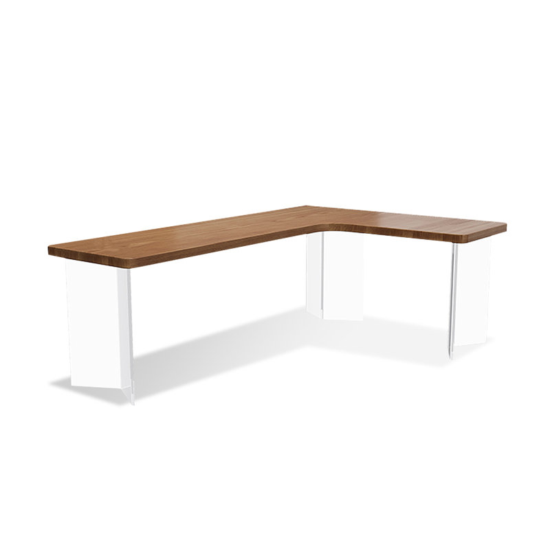 Bureau rectangulaire brun, bois massif transparent et acrylique, H 29,53 po x l 78,74 po x P 47,24 po, Retour à droite