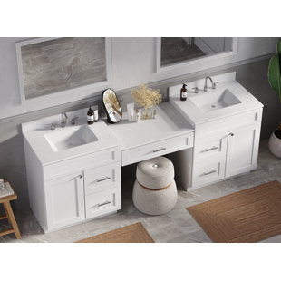 Meuble-lavabo double 91 po avec comptoir en quartz 91 po