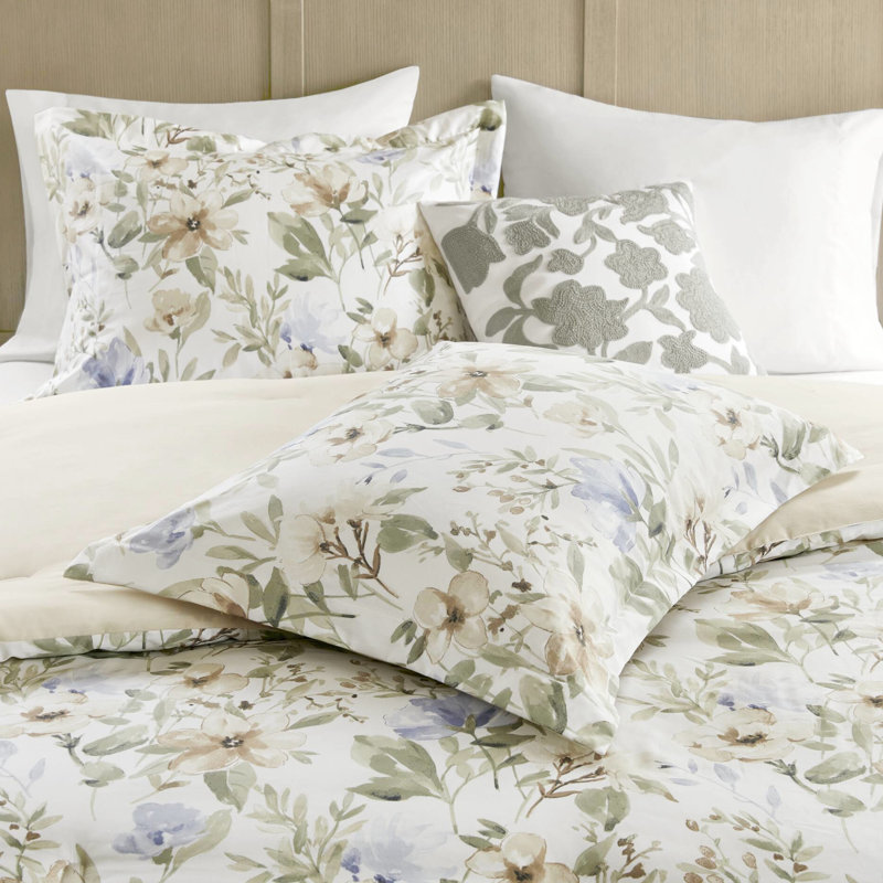 Édredon surdimensionné en coton pour très grand lit 6 pièces avec motif floral rafraîchissant, tissu 100% naturel pour plus de douceur, rembourrage de 300 g / m², design à long terme Bartack, coussins décoratifs, broderie exquise,