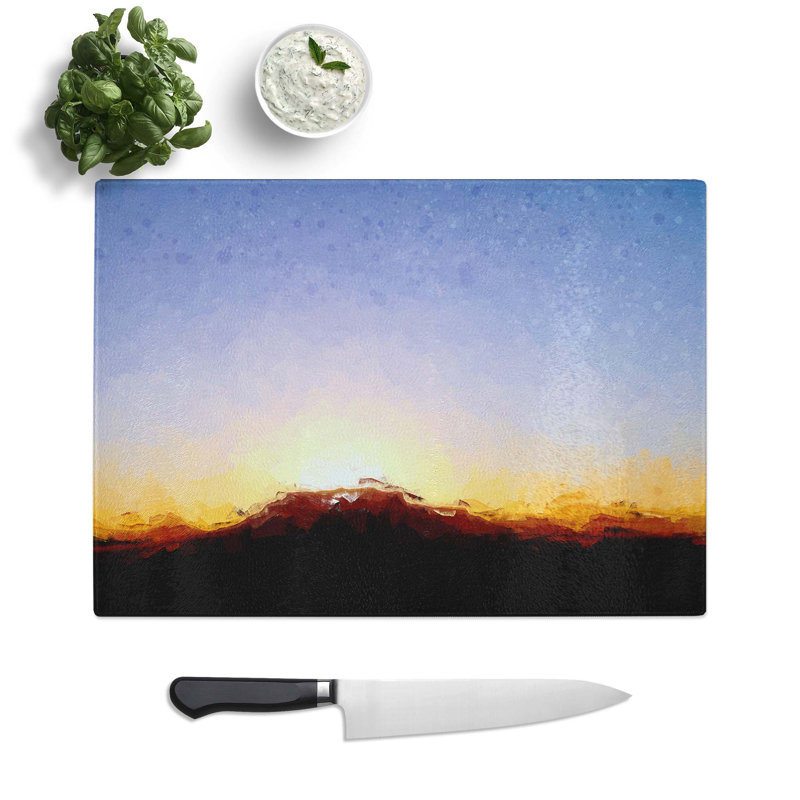 Tempered Glass Table Mountain at Sunset Chopping Board, 39 cm W x 28.5 cm L