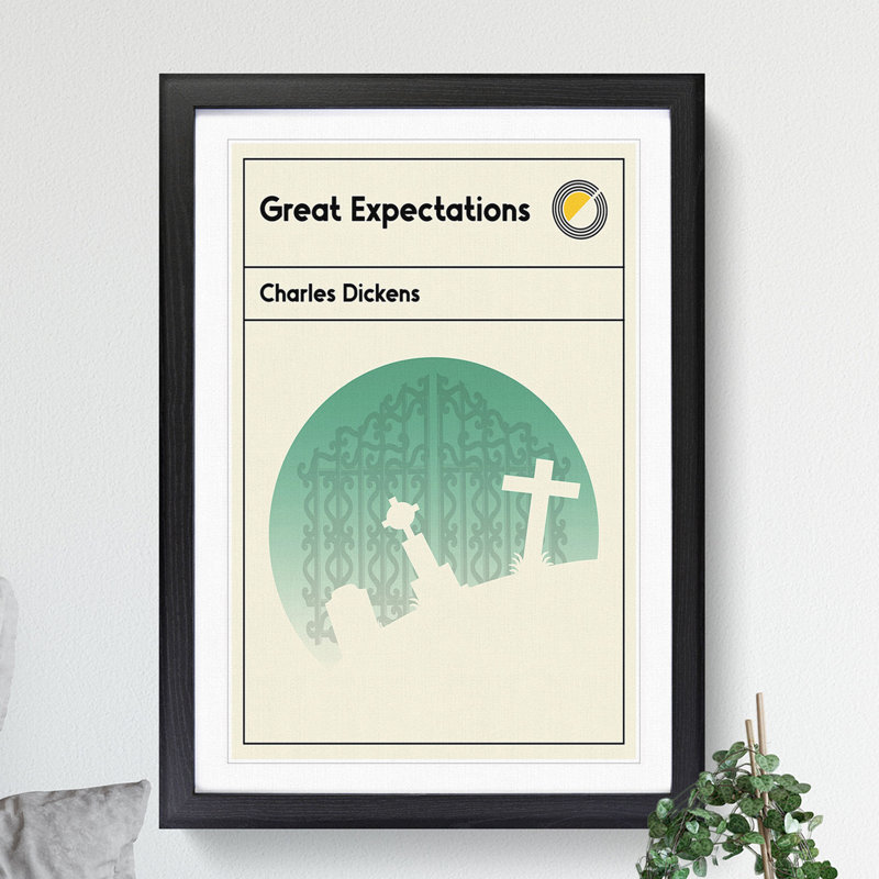 Book Cover Great Expectations Charles Dickens - Picture Frame Graphic Art, Black, 90cm H x 65cm W x 2cm D