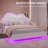 Zoomie Kids Full Floating Bed Frame with Adjustable LED Headboard, Upholstered Platform Bed, White-500018424-500018426