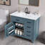 Meuble-lavabo de salle de bain avec lavabo en céramique, armoire, tiroirs, tablette réglable et poignées en alliage de zinc-119922055