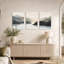 «Misty Mountain River with Pine Trees», ensemble de 3 toiles murales-440855650