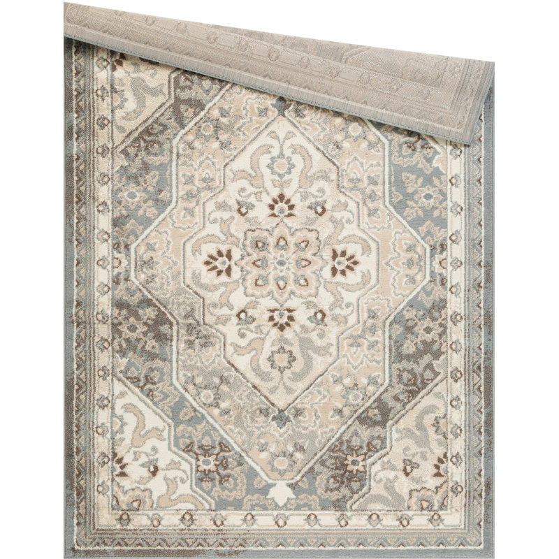 Tapis oriental bleu clair / beige / brun L'Baiet Mindoro, Rectangle 5 pi x 7 pi