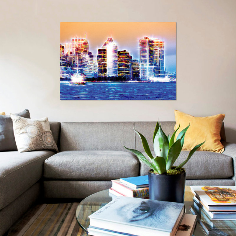 «Blue Night» sur toile, H 8 po x l 12 po x P 0,75 po, Pas de tapis, Toile tendue