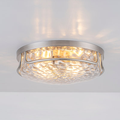 Clear Hammered Glass Flush Mount