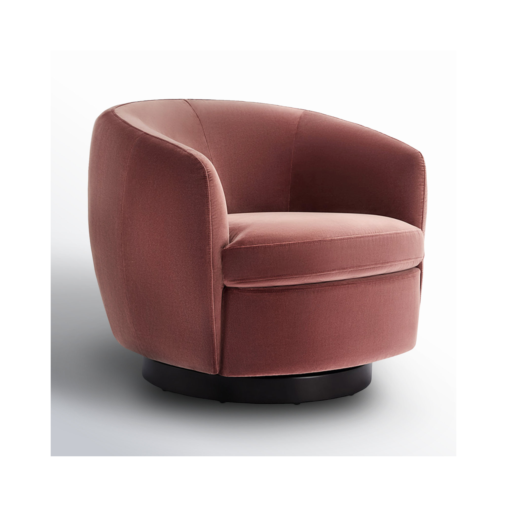 Marcy Upholstered Swivel Barrel Chair, Falkirk Reddish Brown Velvet/Black