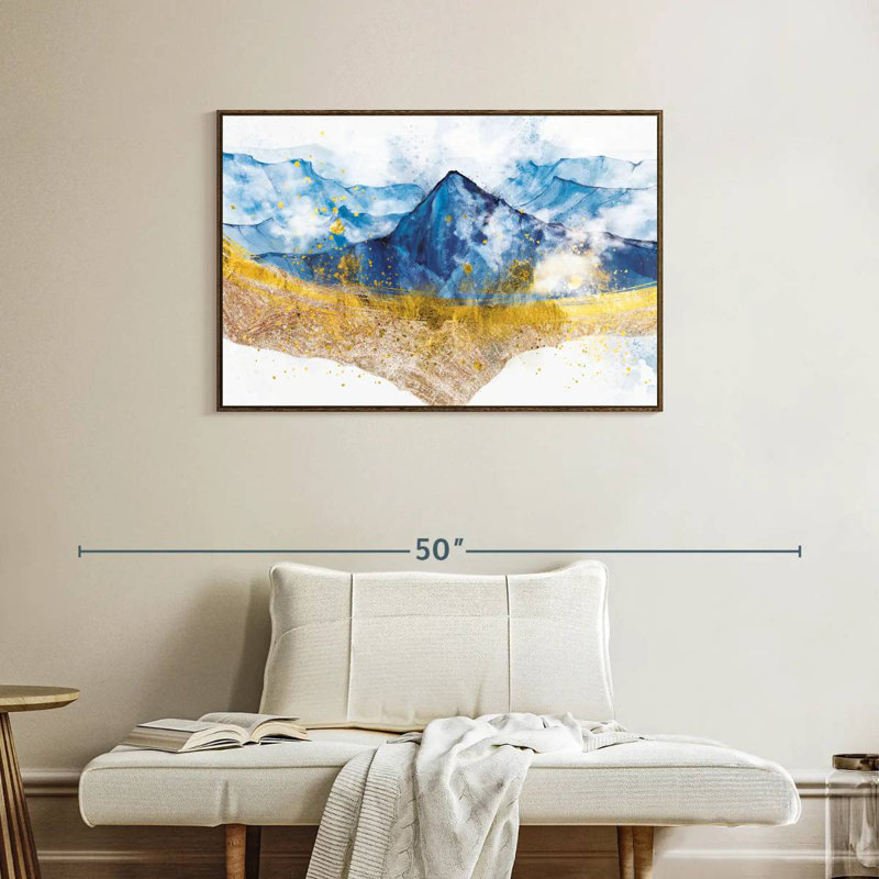 Golden Grieco Mountain, 37 po x 25 po, Cadre flottant noyer