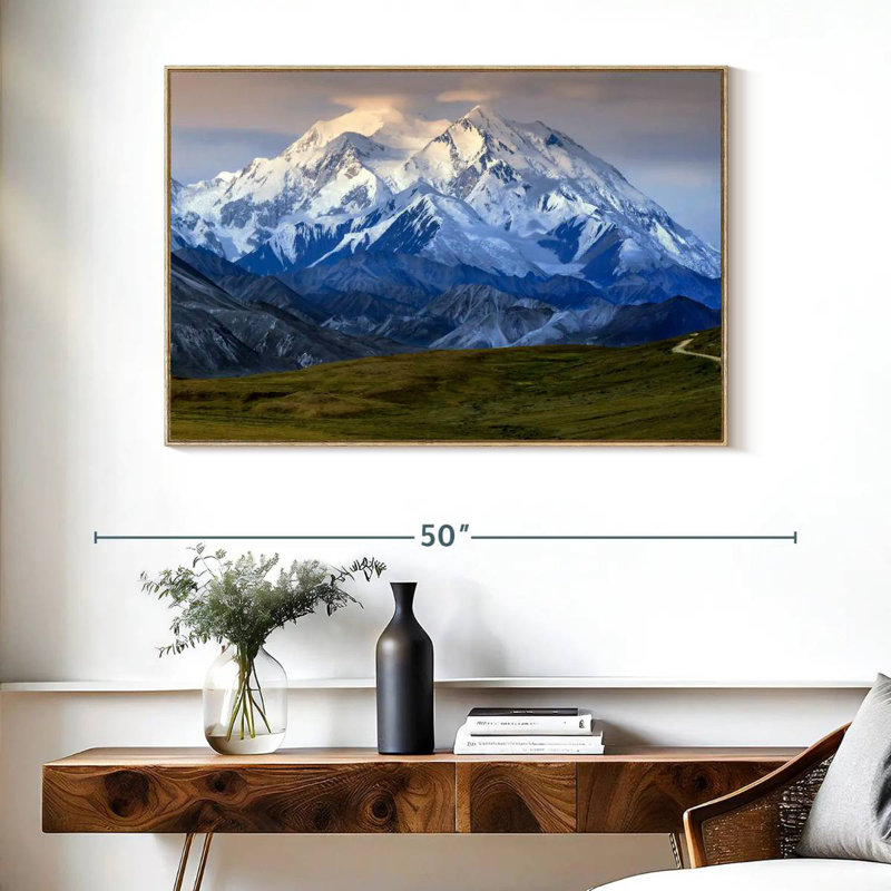 Denali en Alaska, Cadre flottant en bois naturel, 43 po x 29 po