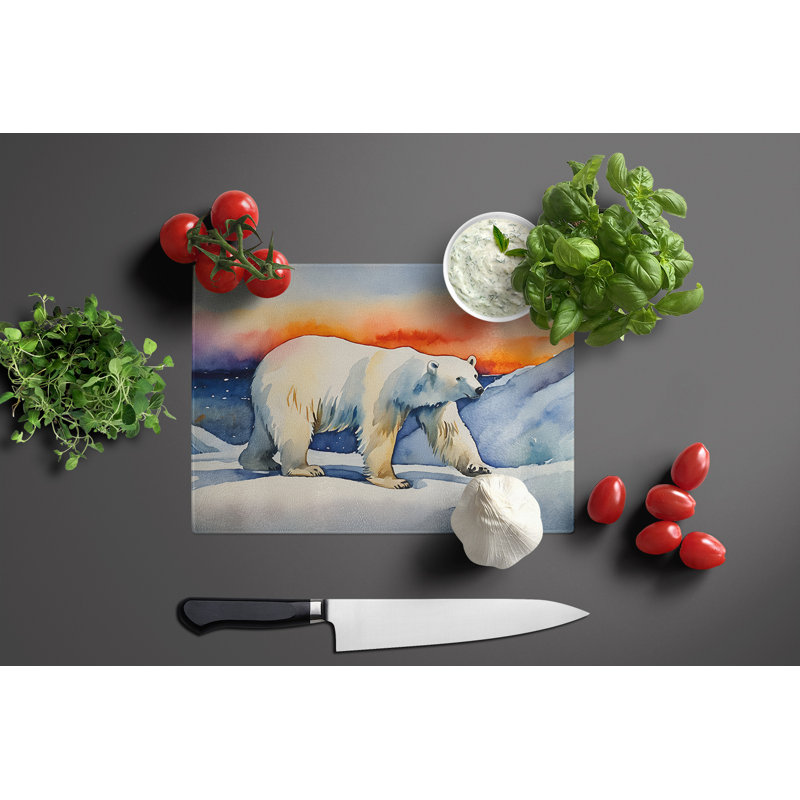 Polar Bear Glass Cutting Board Large