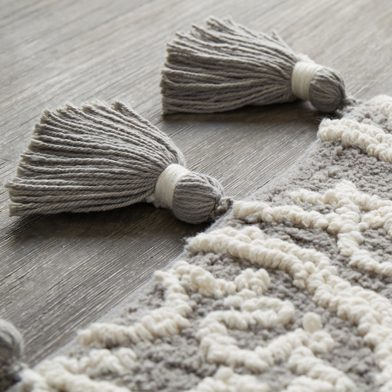 Etta Cotton Non-Slip Bath Rug, 17" W x 24" L, Gray