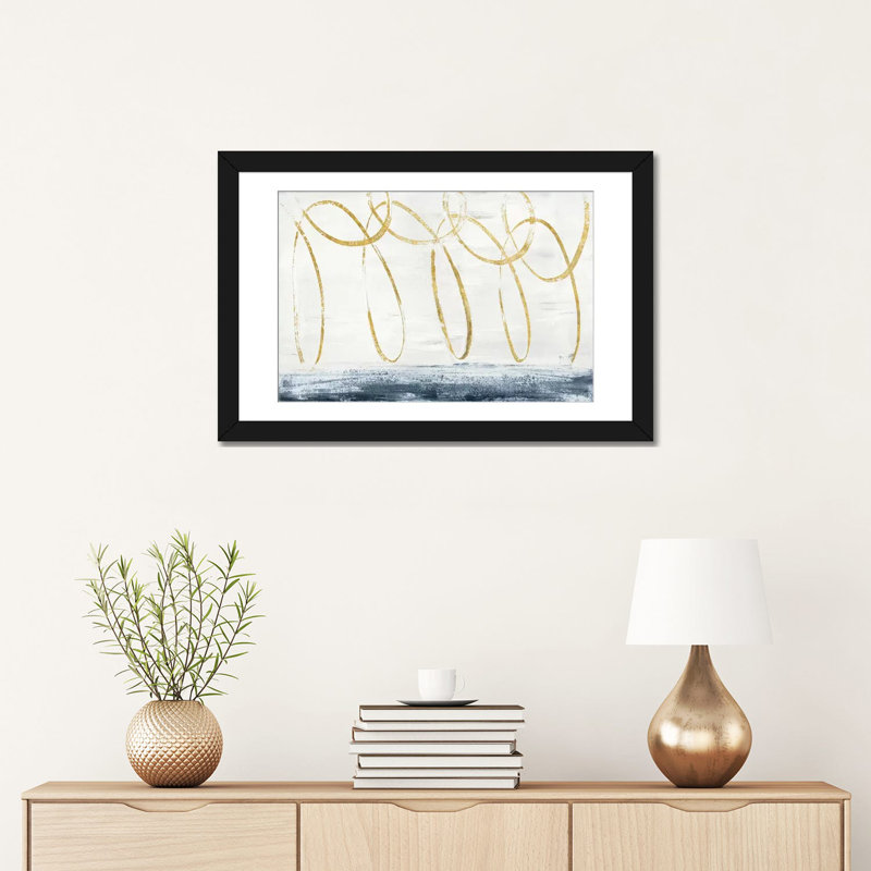 « city beach gold », impression sur toile, H 16 po x l 24 po x P 1 po, Papier d'art encadré noir, Blanc