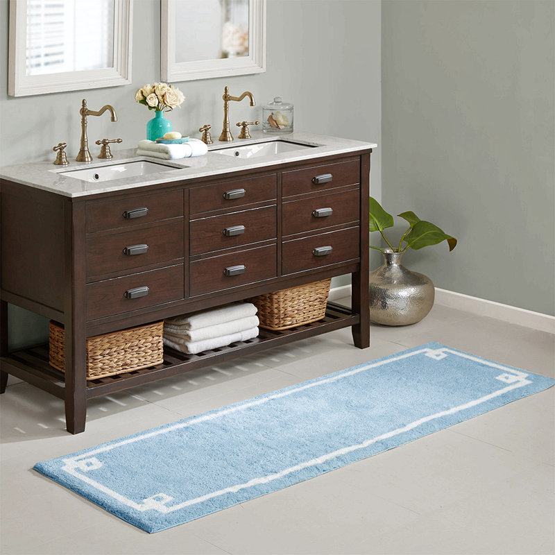 Tapis pour salle de bain Makiba, Bleu, L 24 po x L 72 po