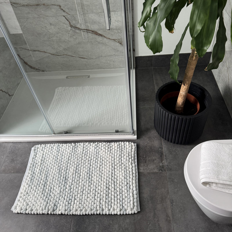 Rozelia Cotton Blend Non-Slip Bath Mat, Grey