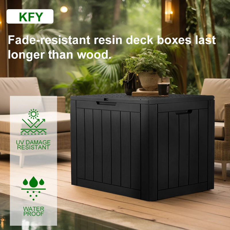 Black 30-Gallon Lockable Resin Outdoor Deck Box