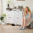 Wooden Shoe Cabinet With 4 Flip Drawers, Narrow Shoe Rack Organizer Cabinet For Classified Storage, Farmhouse Shoe Storage Cabinet For Entryway, Living Room-731582759