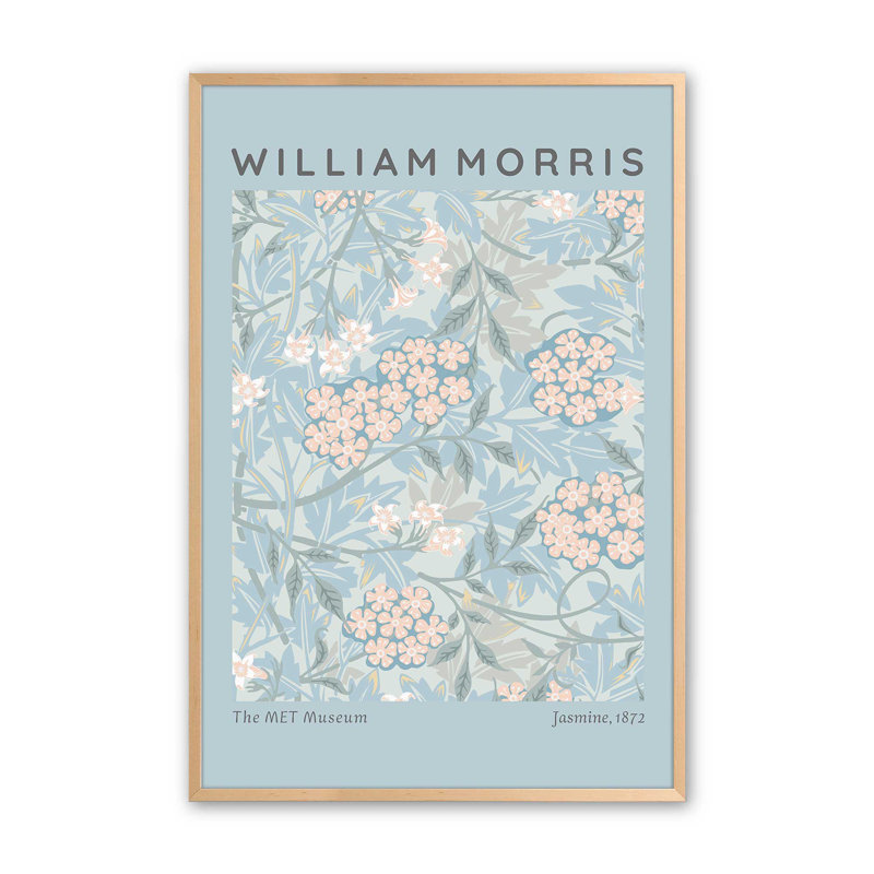 Imprimé jasmin bleu pâle par William Morris, Érable brut, H 37 po x l 25 po
