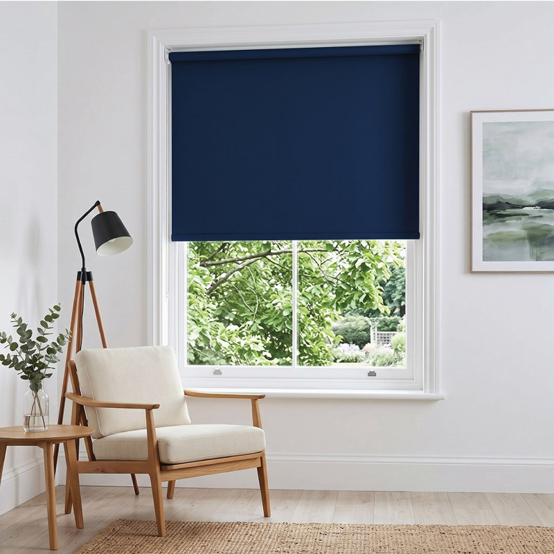 Thermal Blackout Roller Blind – Trimmable Cut-to-Size Window Blind, 210" L x 240" W, Navy