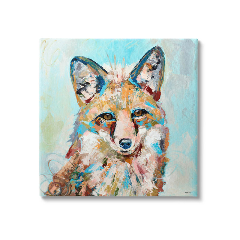 Art mural moderne sur toile, "Modern Fox" par Jen Seeley, H 17 po x l 17 po x P 1,5 po