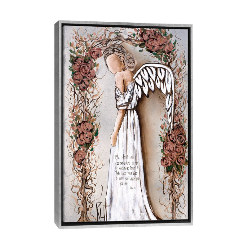 «Be Strong and Courageous» par Rut Art Creations - impression d'art graphique, H 26 po x l 18 po x 1,5 po, Pas de tapis