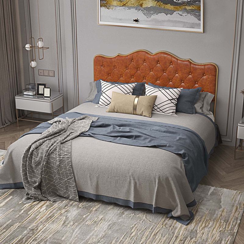 Geniah Vegan Leather Metal Bed