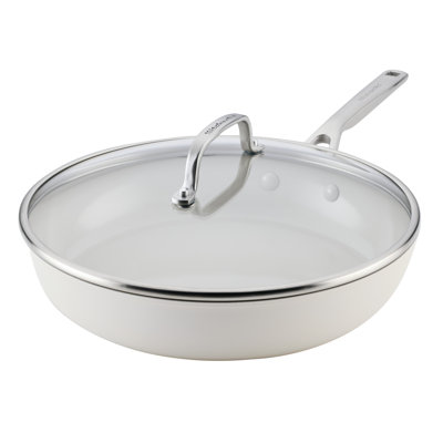 KitchenAid® Hard-Anodized Ceramic Induction Skillet With Lid, 12.25-Inch, Agave