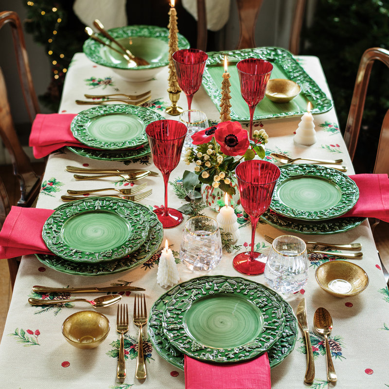 Plateau rectangulaire vert Fiabe di Natale