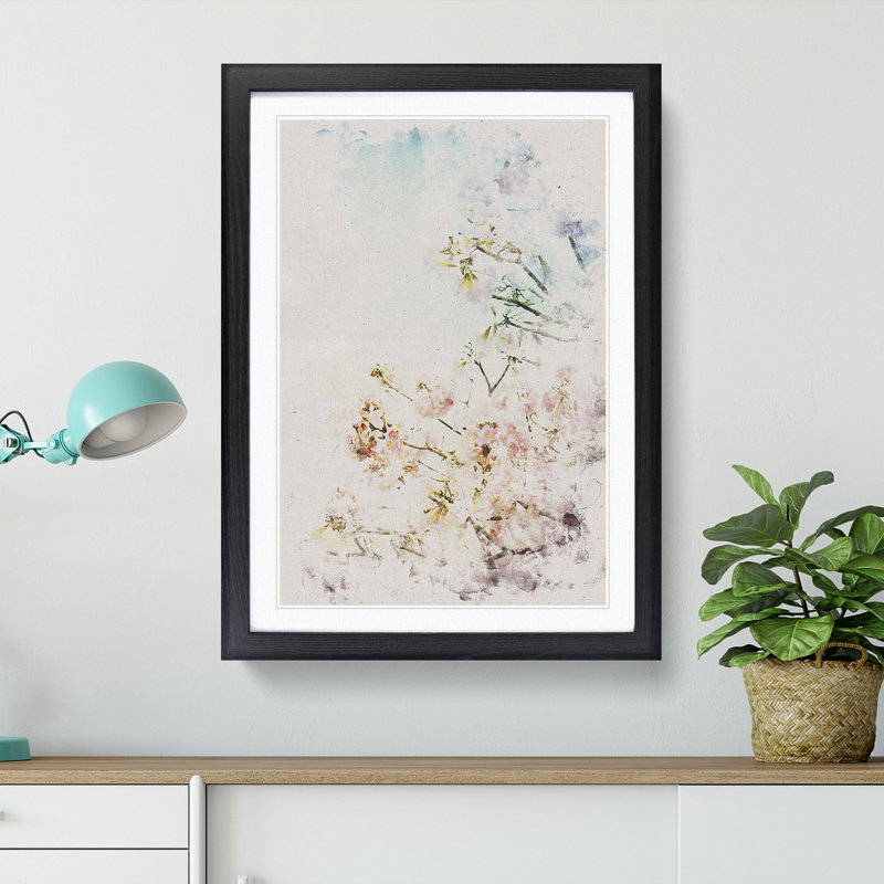 Pretty Pink Cherry Blossom Tree - Picture Frame Painting Print, 87cm H x 62cm W x 2cm D, Black Framed