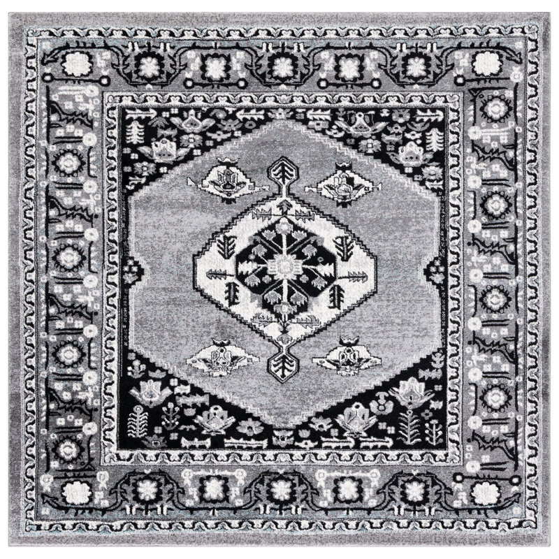 Tapis gris / noir Evanoff 262, Carré 6 pi 7 po