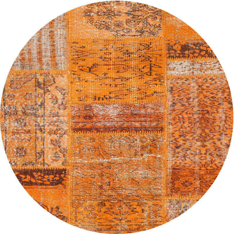 Tapis contemporain orange, Rond 8 pi