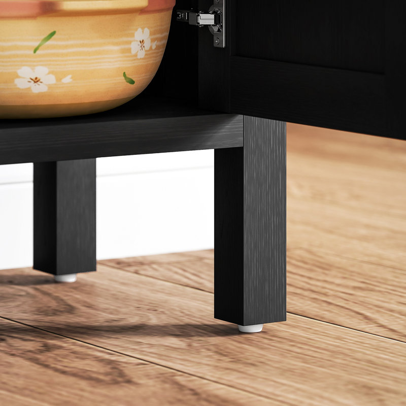Coffee Bar Cabinet,Buffet Cabinet With Storage,Nordic Style Cabinet,With Adjustable Shelf, Distressed Black