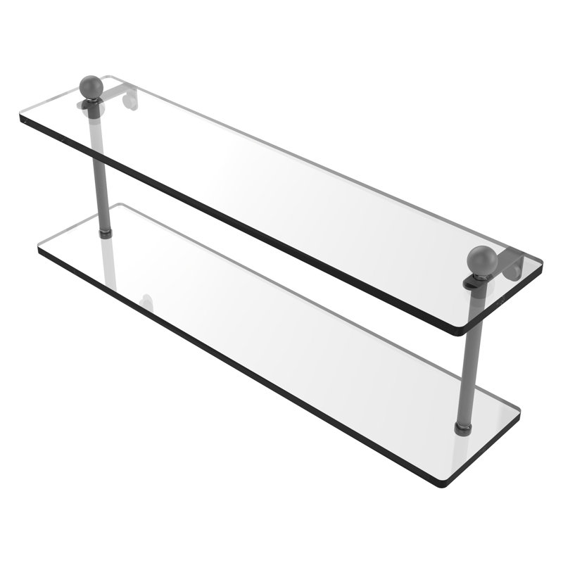 Morosini 2 Piece Tiered Shelf, 22", Matte Gray