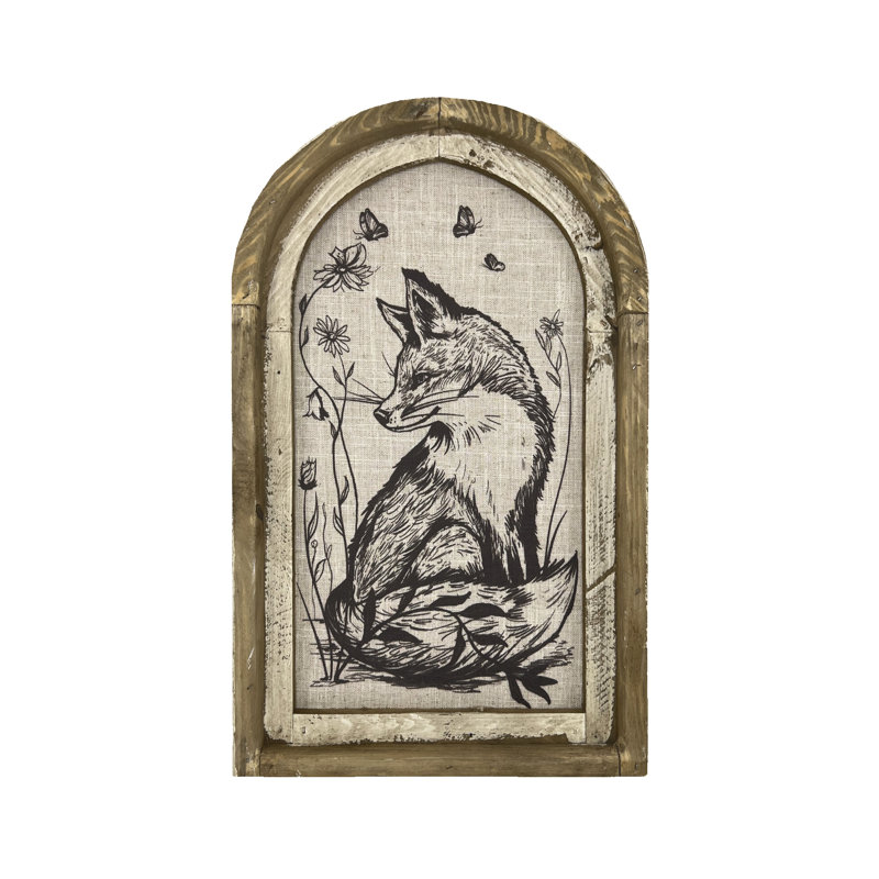 Décoration murale renard des bois, H 22 po x l 14 po x P 2 po
